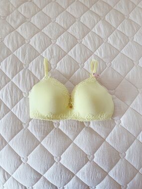 victoria’s secret cotton shadow stripe lightly lined wireless bra yellow